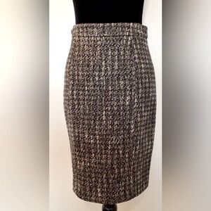 RED VALENTINO Black Ivory Metallic Tweed Pencil Knee Skirt IT 42 (4 US) As New